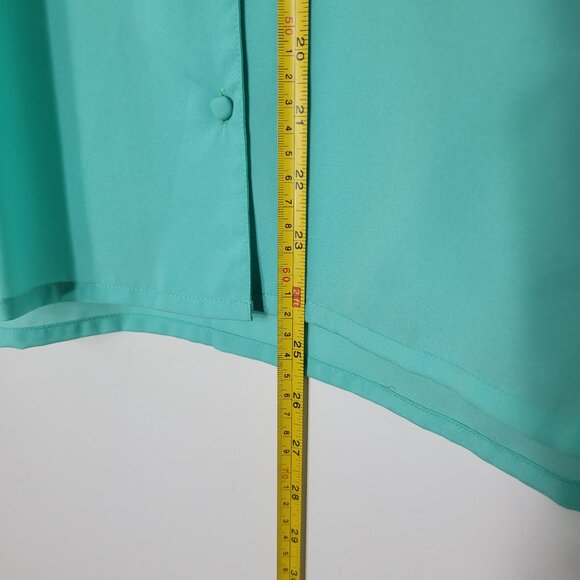 Vintage Collections Women's Green Short Sleeve Collared Button Down Shirts Sz 12 - Picture 8 of 10
